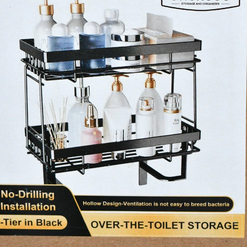 Over-the-Toilet 2-Tier Storage Rack in Black